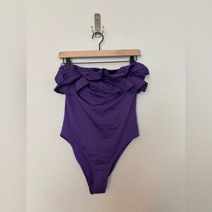 NWT Zara Strapless One Piece Swimsuit purple size large